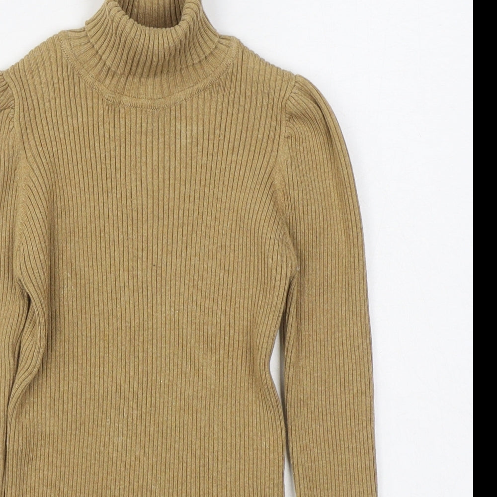 NEXT Girls Brown Roll Neck  Cotton Pullover Jumper Size 7 Years  Pullover