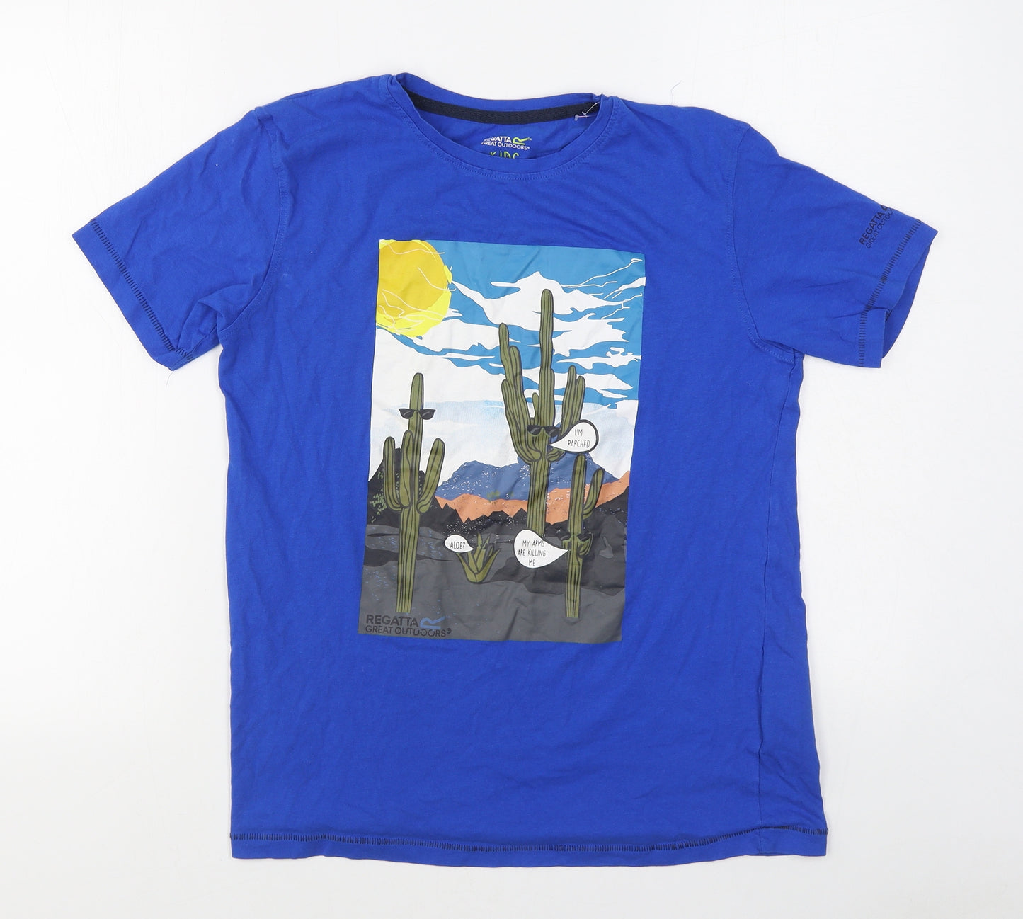 Regatta Boys Blue  100% Cotton Basic T-Shirt Size 14-15 Years Round Neck Pullover