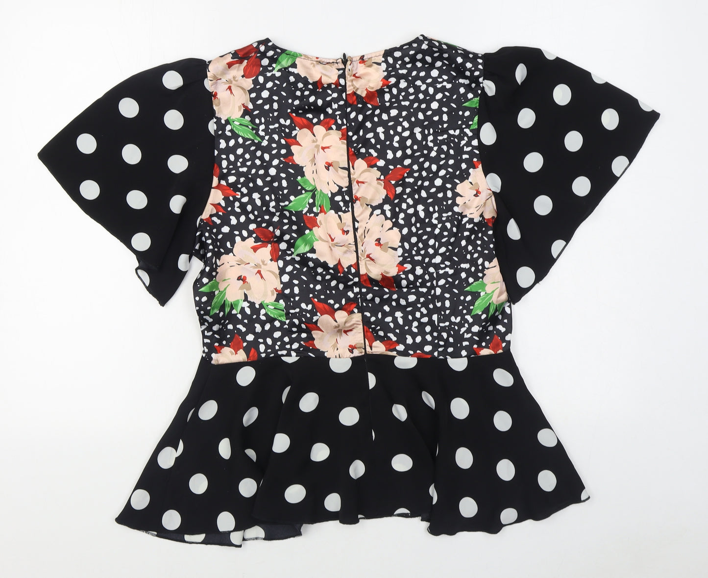 Girl in Mind Womens Multicoloured Polka Dot Polyester Basic Blouse Size 12 Boat Neck