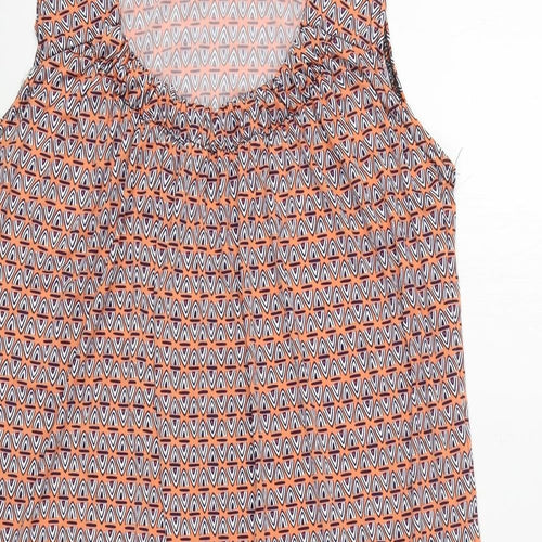 Preworn Womens Orange Geometric Polyester Tunic Tank Size M Scoop Neck
