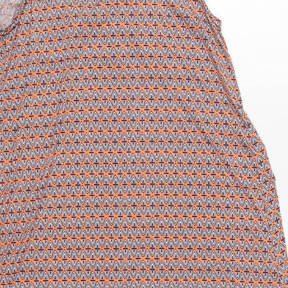 Preworn Womens Orange Geometric Polyester Tunic Tank Size M Scoop Neck