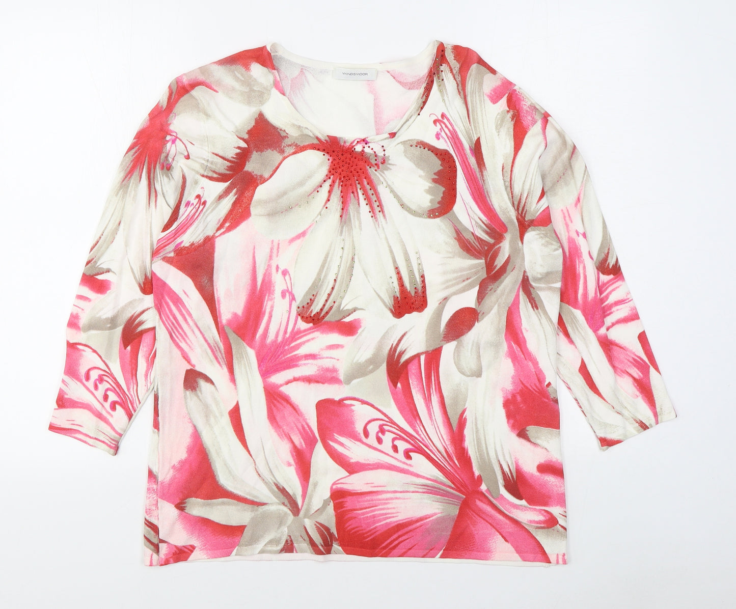 Windsmoor Womens Multicoloured Scoop Neck Floral Viscose Pullover Jumper Size M