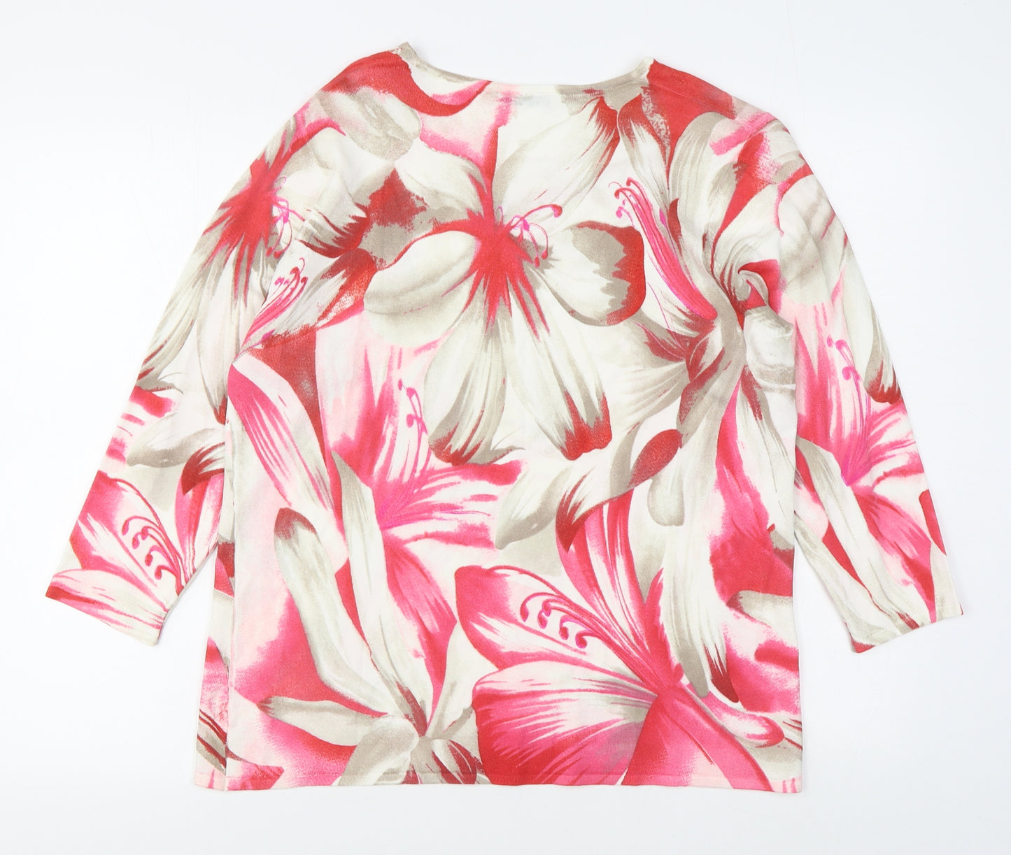 Windsmoor Womens Multicoloured Scoop Neck Floral Viscose Pullover Jumper Size M