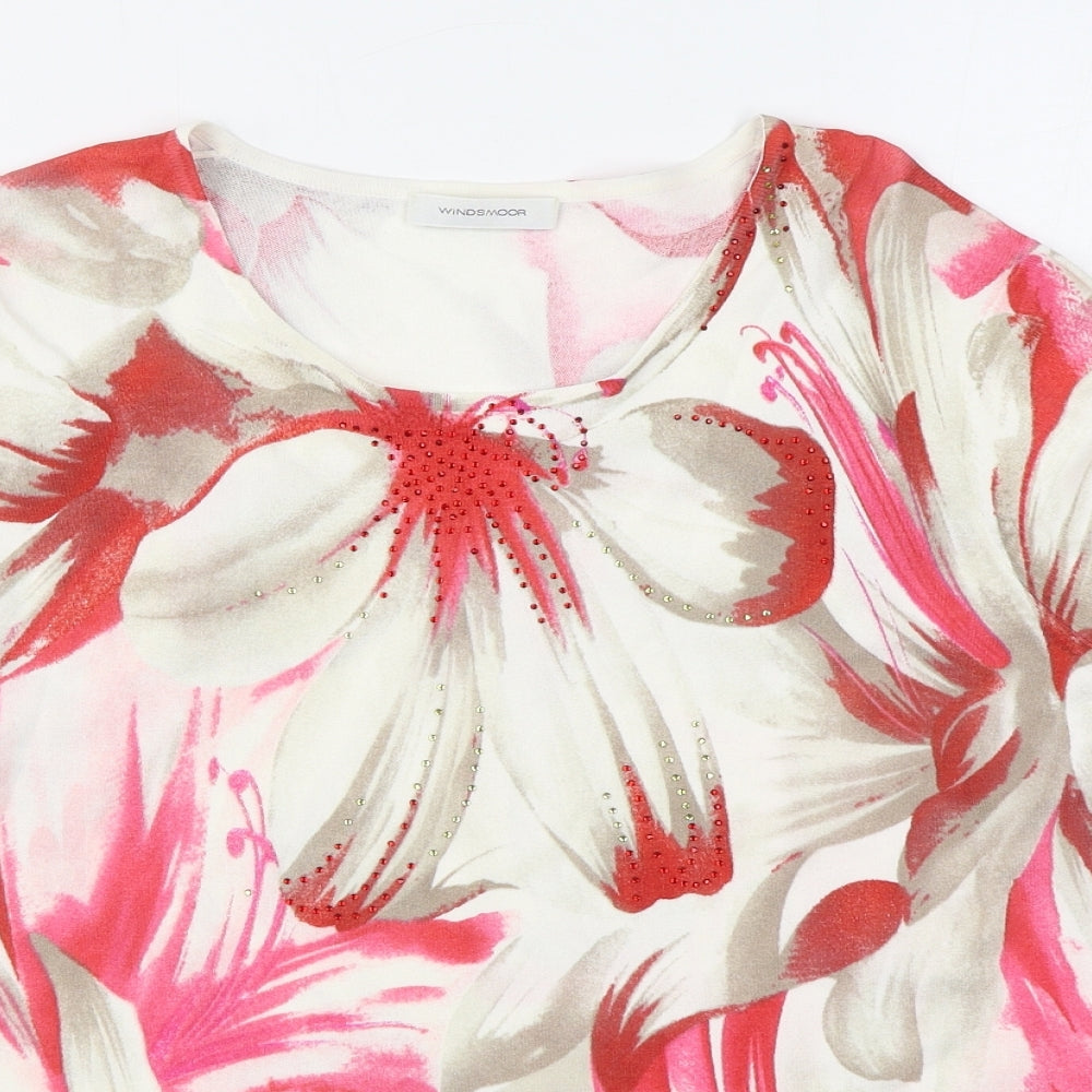 Windsmoor Womens Multicoloured Scoop Neck Floral Viscose Pullover Jumper Size M