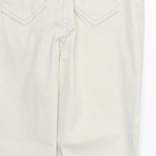 Dunnes Stores Womens Beige Striped Cotton Trousers  Size 14 L22 in Regular Zip