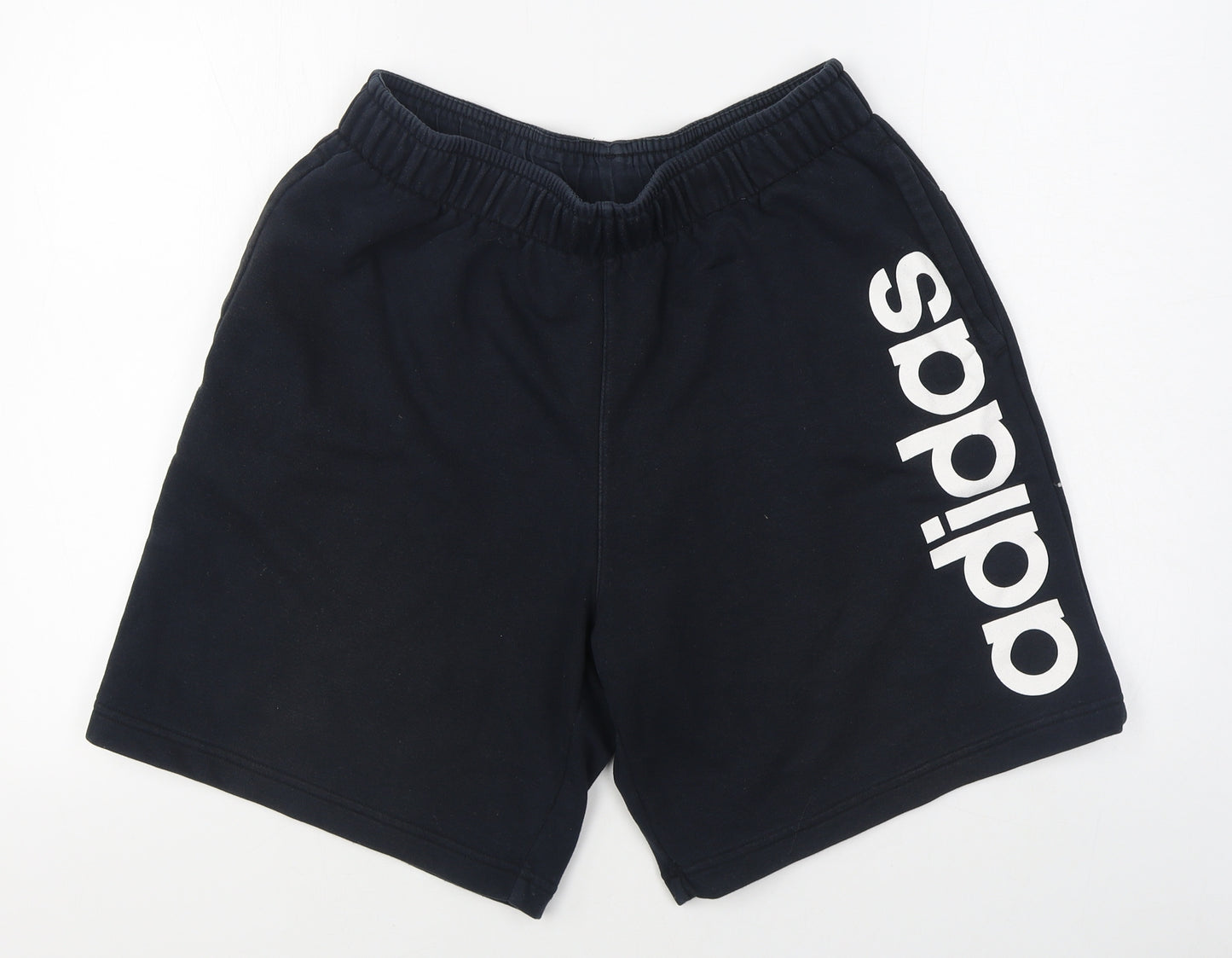 adidas Mens Black  Cotton Sweat Shorts Size L L8 in Regular Tie