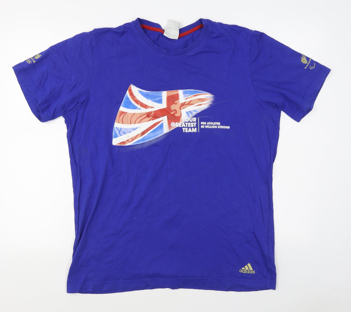 adidas Mens Blue  Cotton  T-Shirt Size L Round Neck