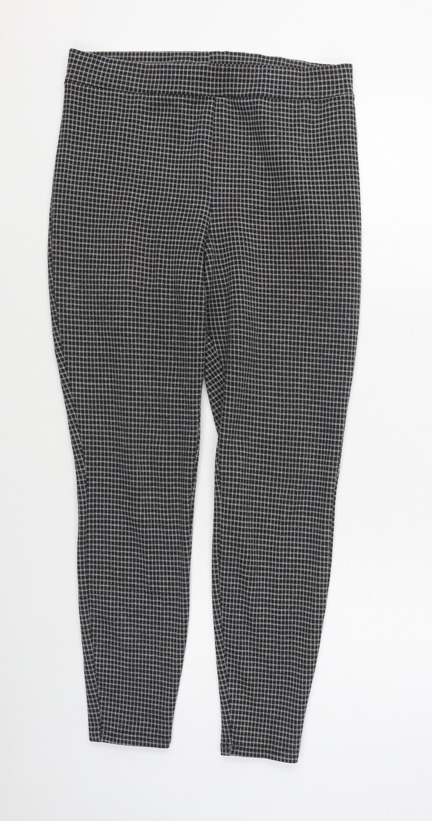 Matalan Womens Grey Check Polyester Jegging Trousers Size 12 L26 in Regular