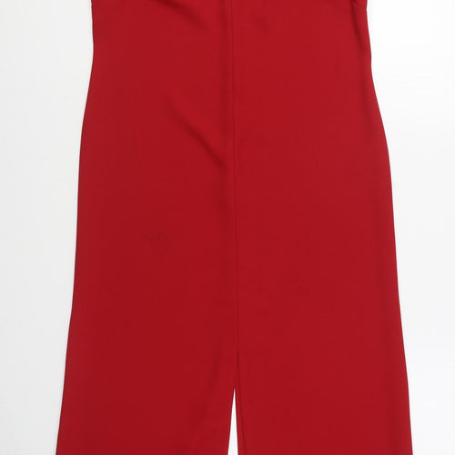 BHS Womens Red  Polyester Sheath  Size 12  V-Neck Zip