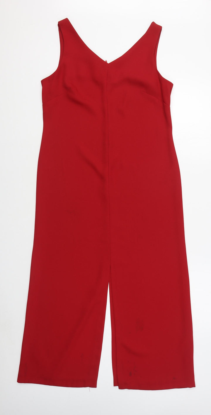 BHS Womens Red Polyester Sheath Size 12 V-Neck Zip