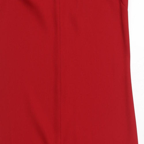 BHS Womens Red  Polyester Sheath  Size 12  V-Neck Zip