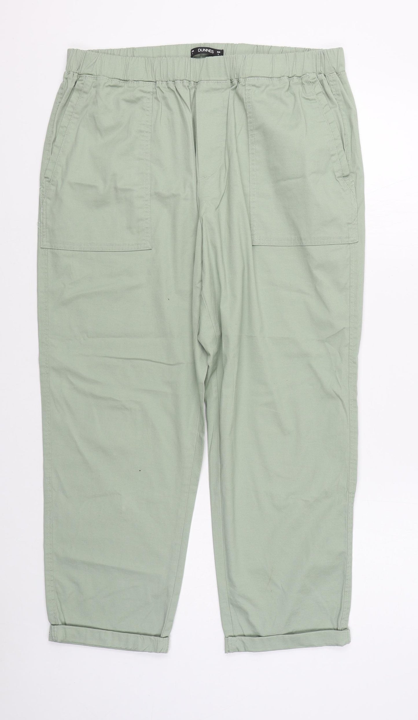 Dunnes Stores Womens Green  Cotton Cargo Trousers Size L L25 in Regular