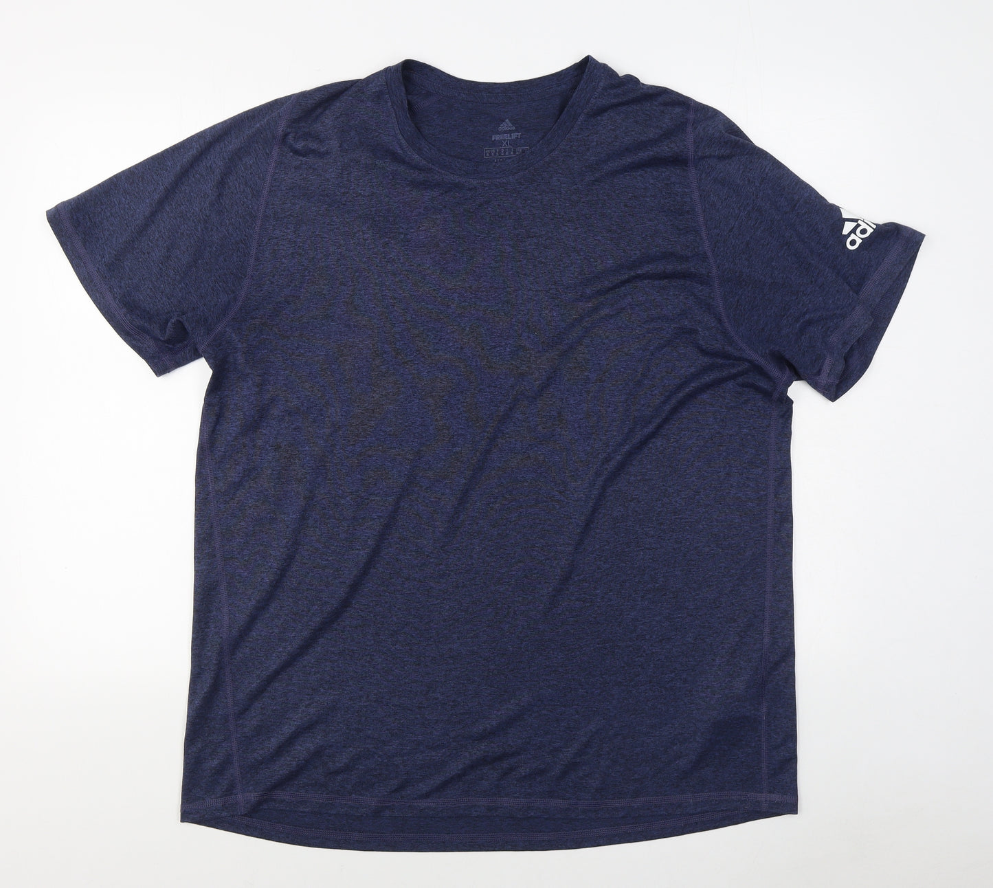 adidas Mens Blue  Polyester Basic T-Shirt Size XL Round Neck Pullover
