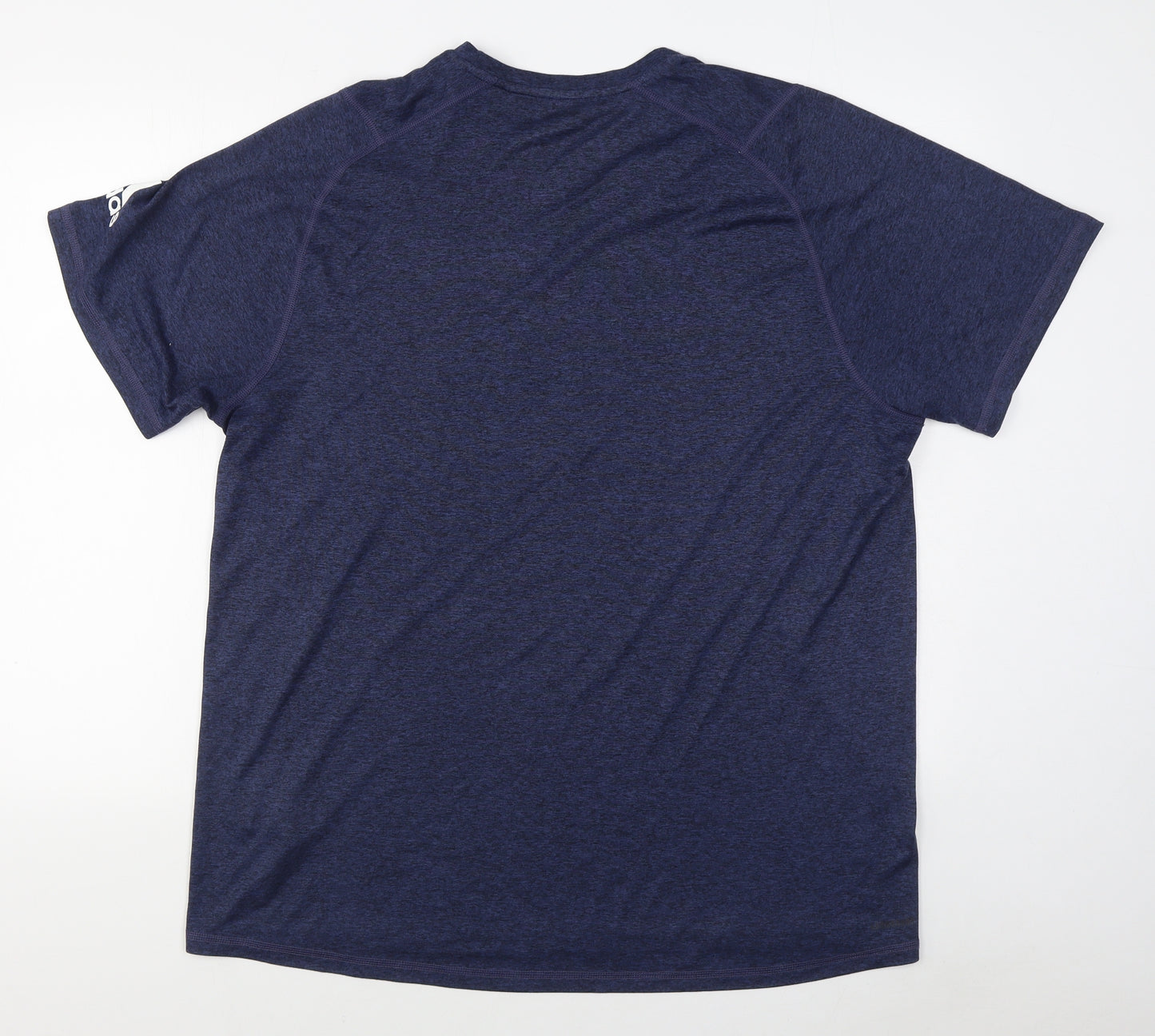 adidas Mens Blue  Polyester Basic T-Shirt Size XL Round Neck Pullover