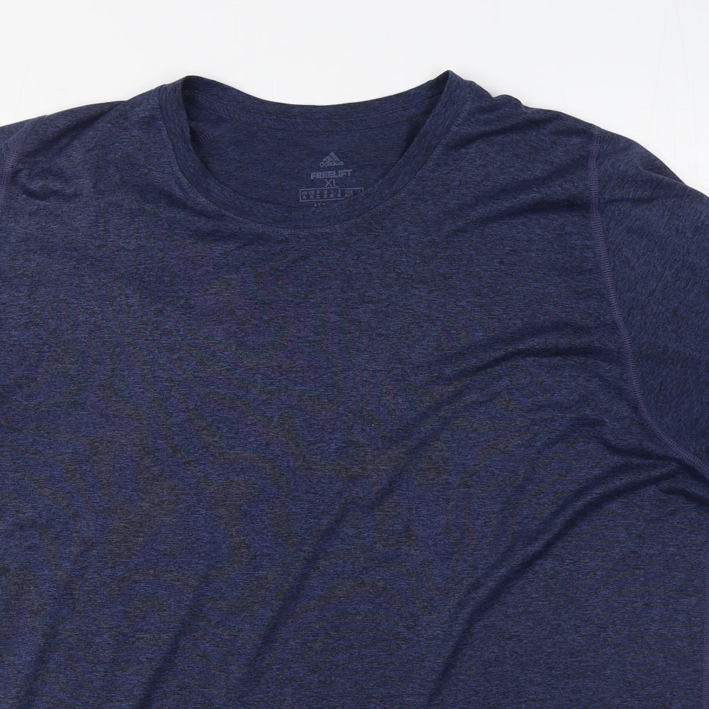adidas Mens Blue  Polyester Basic T-Shirt Size XL Round Neck Pullover