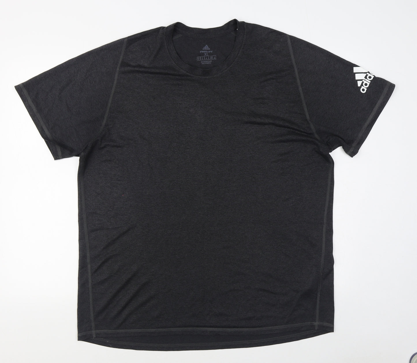 adidas Mens Black  Polyester  T-Shirt Size XL Round Neck