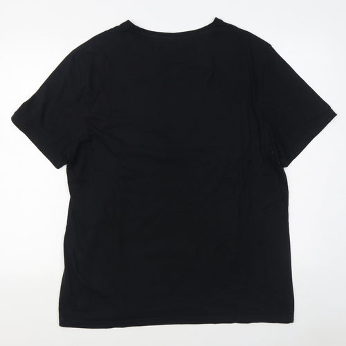 F&F Mens Black  Cotton  T-Shirt Size XL Round Neck