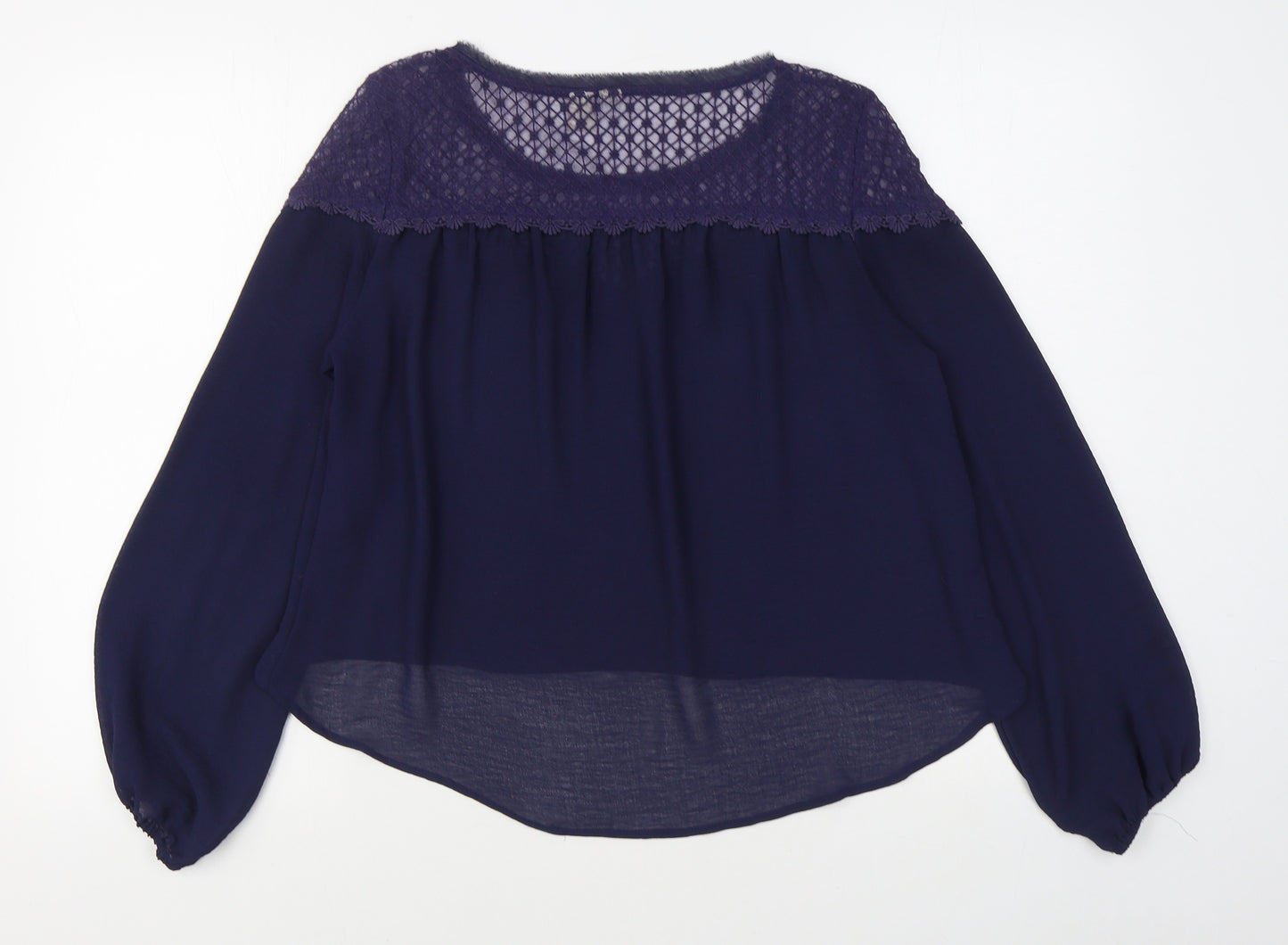 H&M Womens Blue  Polyester Basic Blouse Size 8 Boat Neck