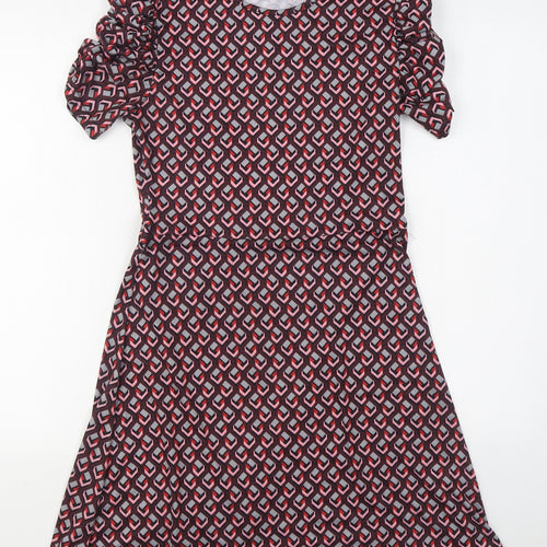 Innocence Womens Multicoloured Geometric Polyester A-Line  Size 12  Boat Neck Pullover