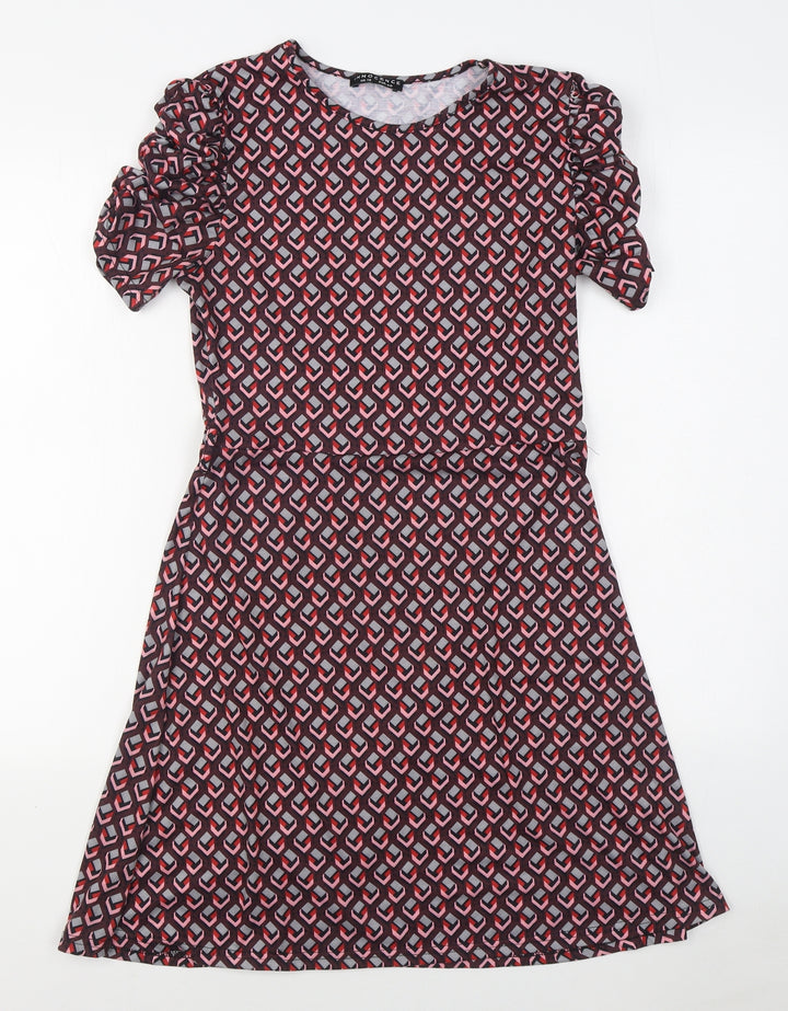 Innocence Womens Multicoloured Geometric Polyester A-Line  Size 12  Boat Neck Pullover