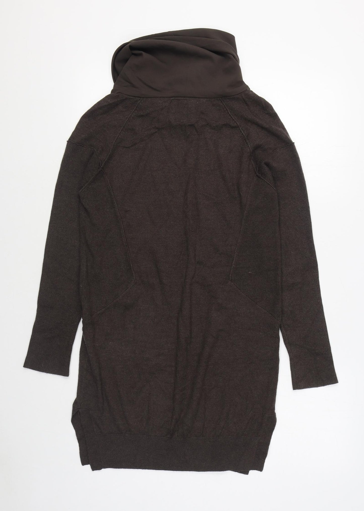 RR John Rooha Womens Brown Cowl Neck  Cotton Pullover Jumper Size 8