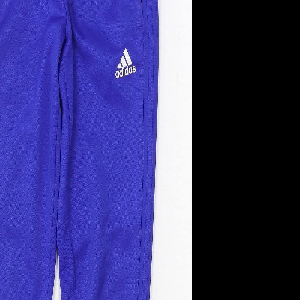 adidas Boys Blue  Polyester Jogger Trousers Size 11-12 Years  Regular Tie