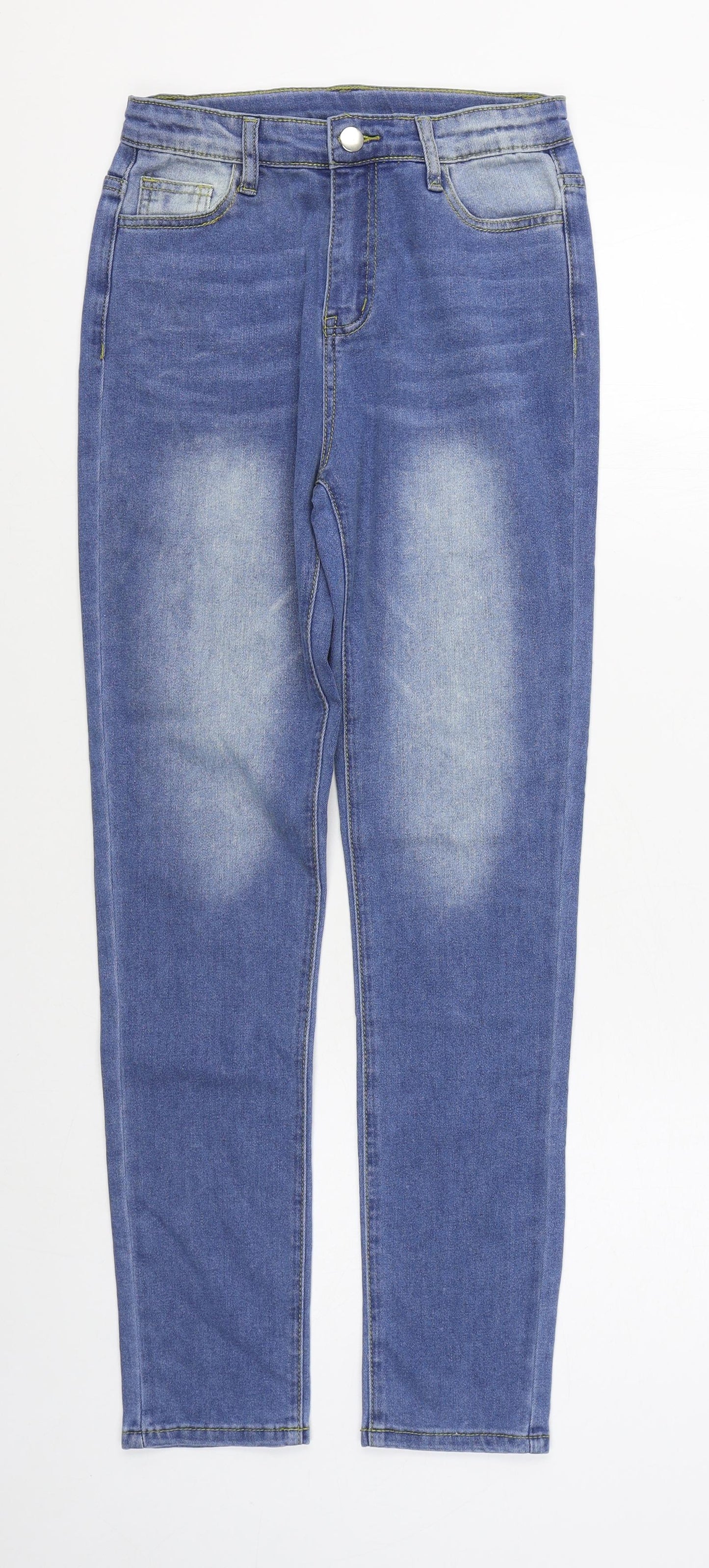 SheIn Girls Blue  Cotton Straight Jeans Size 13 Years  Regular Zip