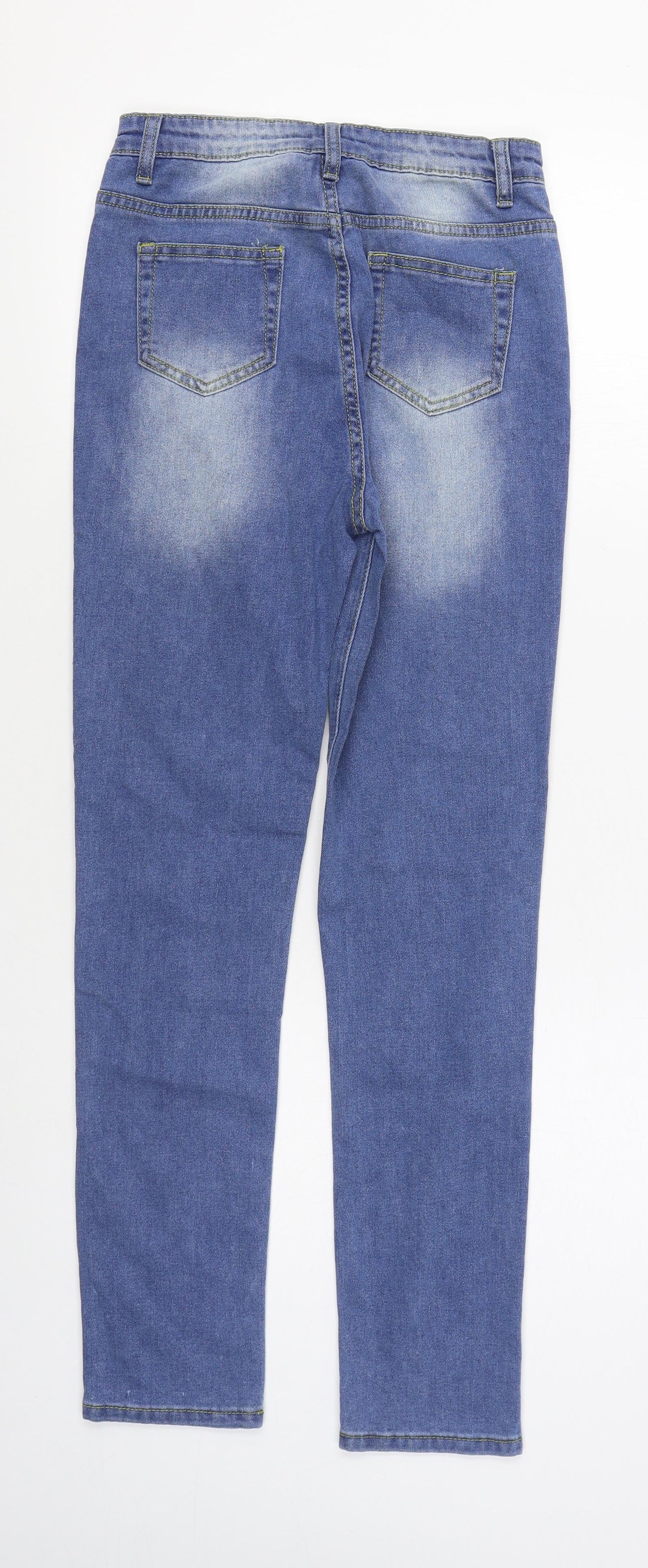 SheIn Girls Blue  Cotton Straight Jeans Size 13 Years  Regular Zip