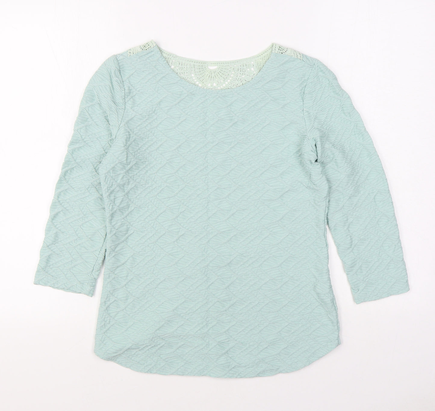 Marks and Spencer Womens Blue  Polyester Basic T-Shirt Size 10 Boat Neck