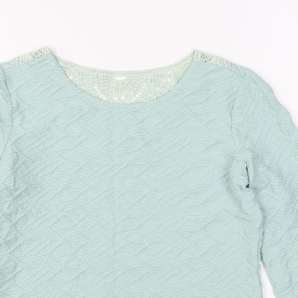 Marks and Spencer Womens Blue  Polyester Basic T-Shirt Size 10 Boat Neck