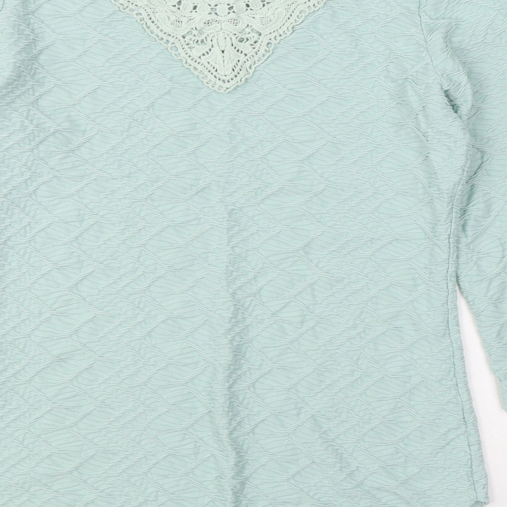 Marks and Spencer Womens Blue  Polyester Basic T-Shirt Size 10 Boat Neck