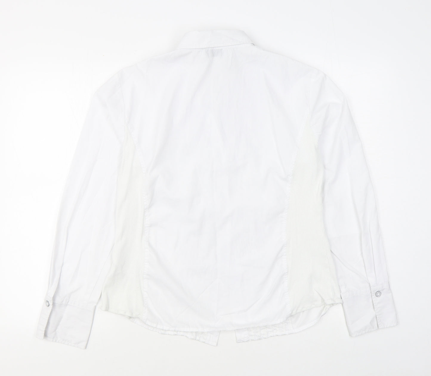 Just White  Womens White  Polyester Basic Button-Up Size 12 Collared