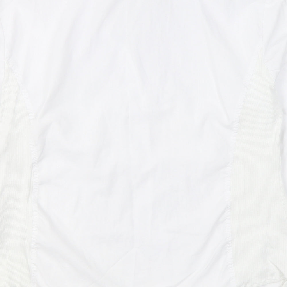Just White  Womens White  Polyester Basic Button-Up Size 12 Collared