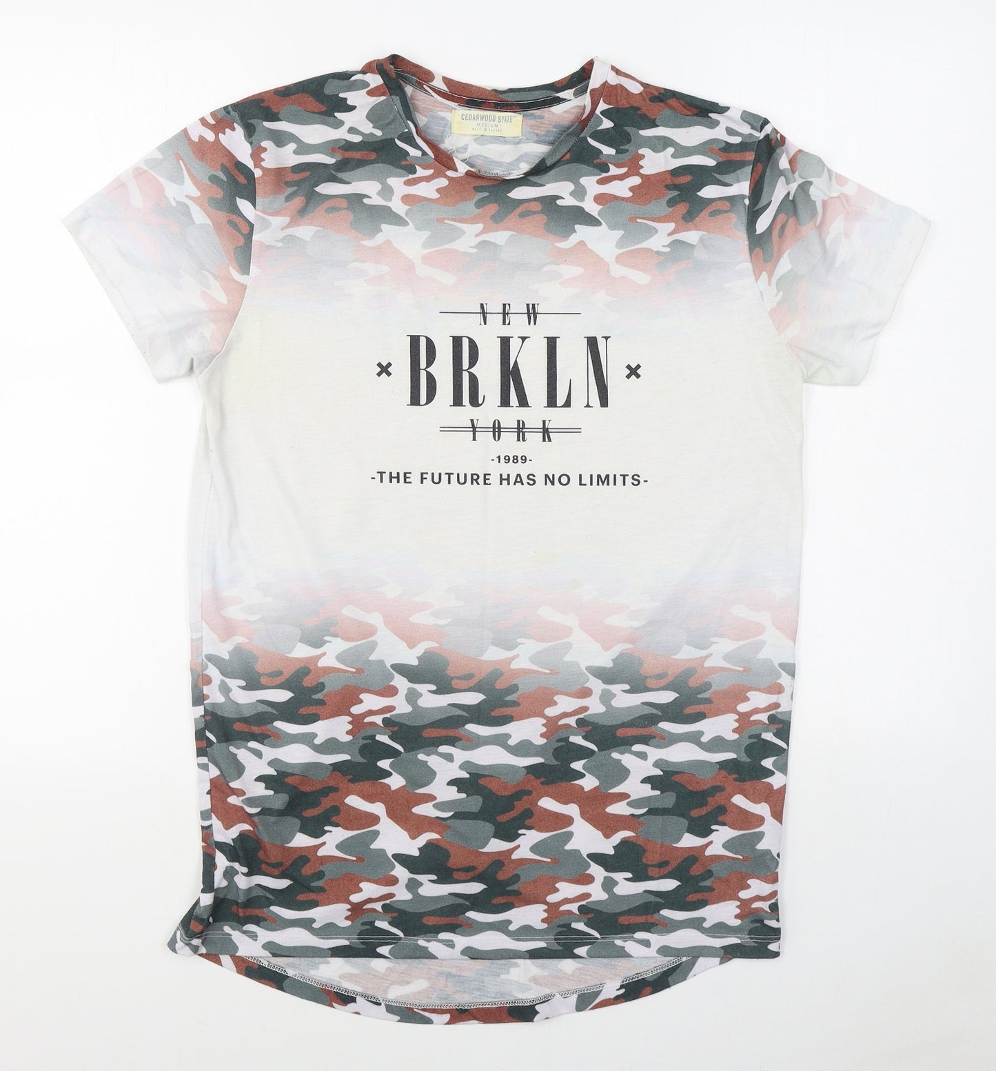Primark Mens Multicoloured Camouflage Polyester  T-Shirt Size M Round Neck