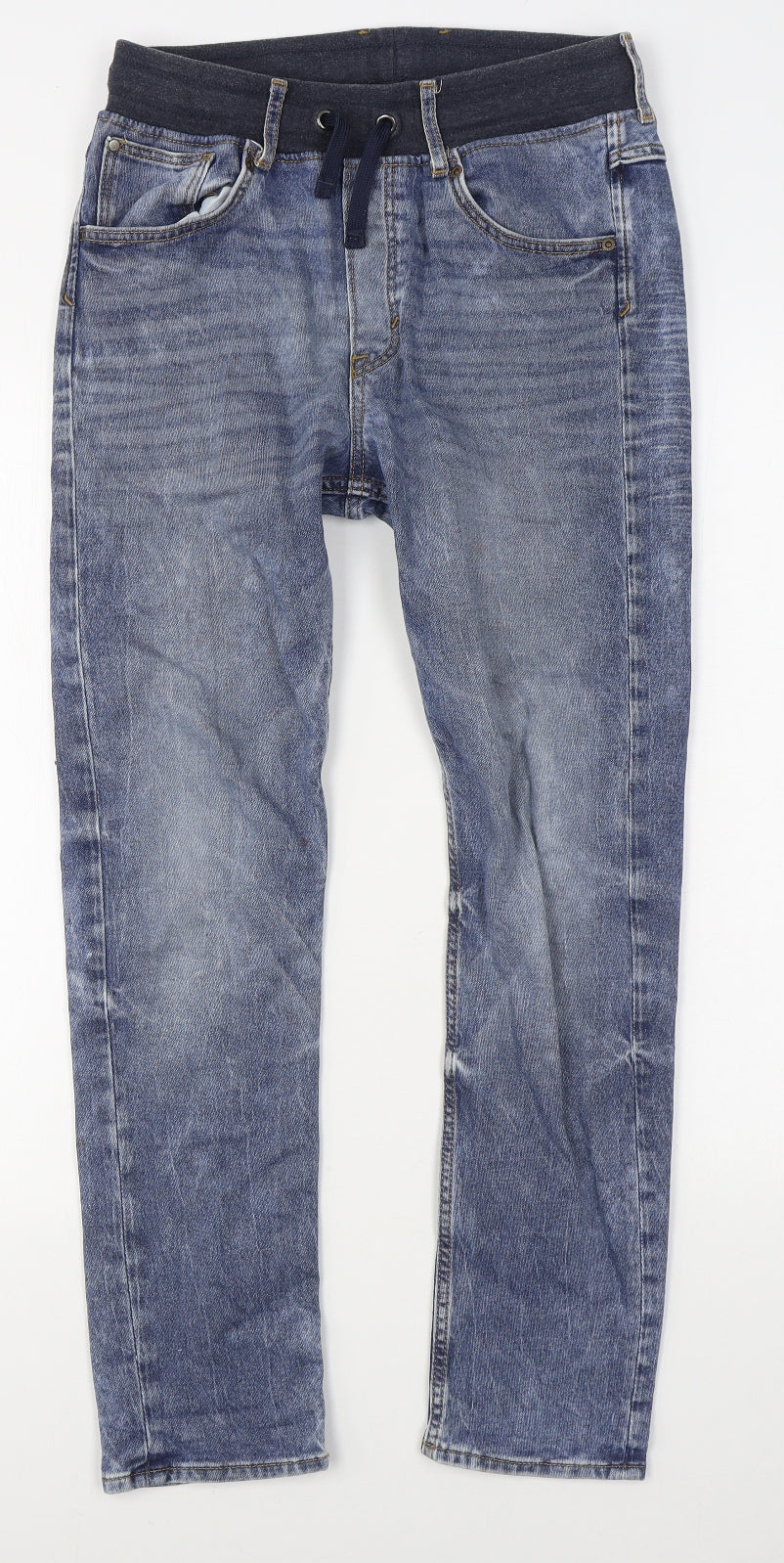 H&M Boys Blue  Cotton Straight Jeans Size 13 Years  Regular Zip