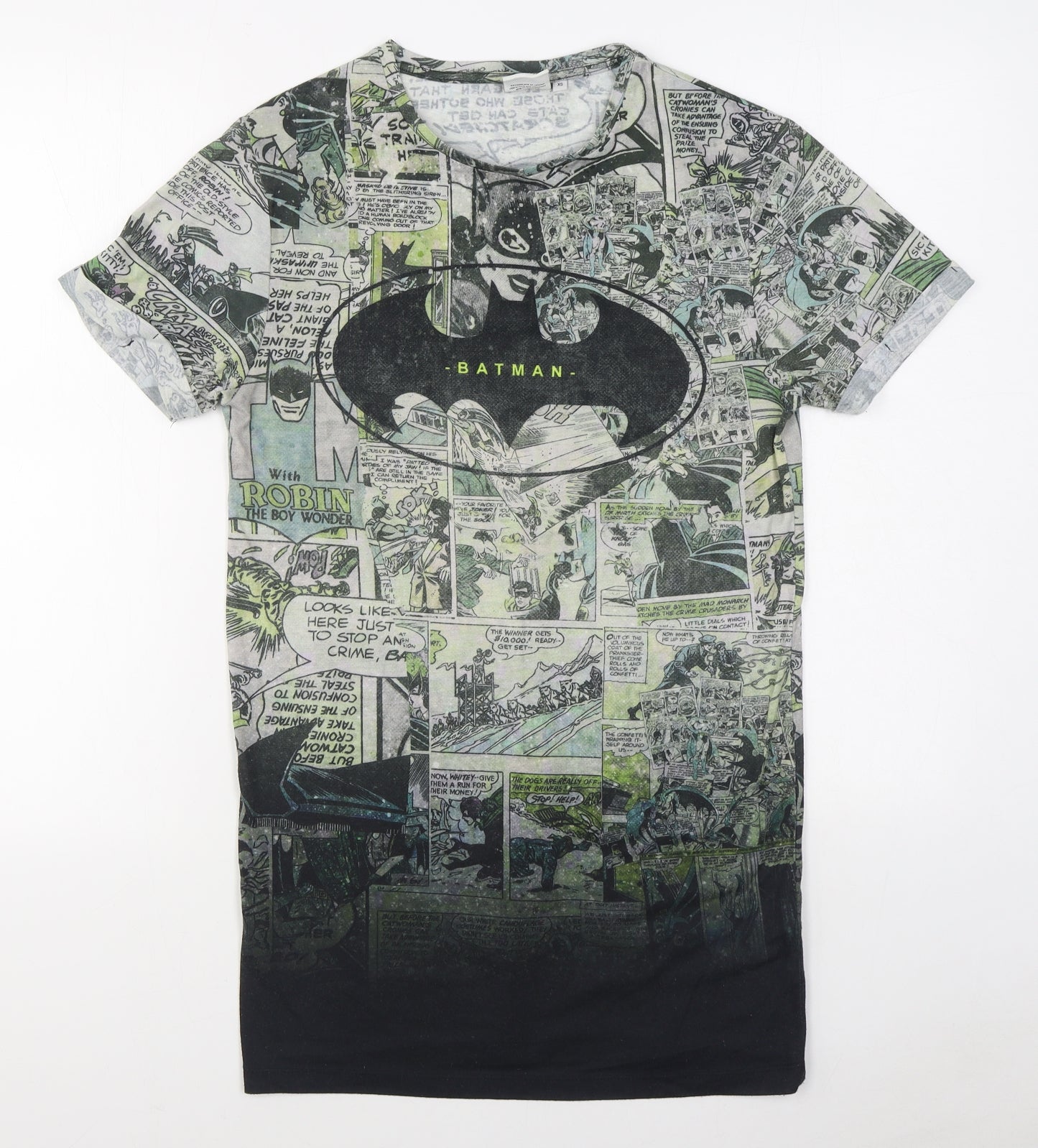 Batman Mens Multicoloured Geometric Polyester  T-Shirt Size XS Round Neck