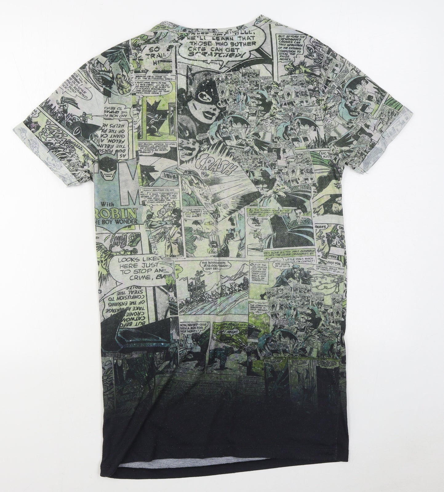 Batman Mens Multicoloured Geometric Polyester  T-Shirt Size XS Round Neck
