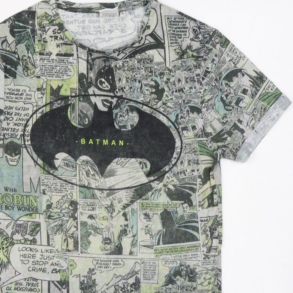 Batman Mens Multicoloured Geometric Polyester  T-Shirt Size XS Round Neck