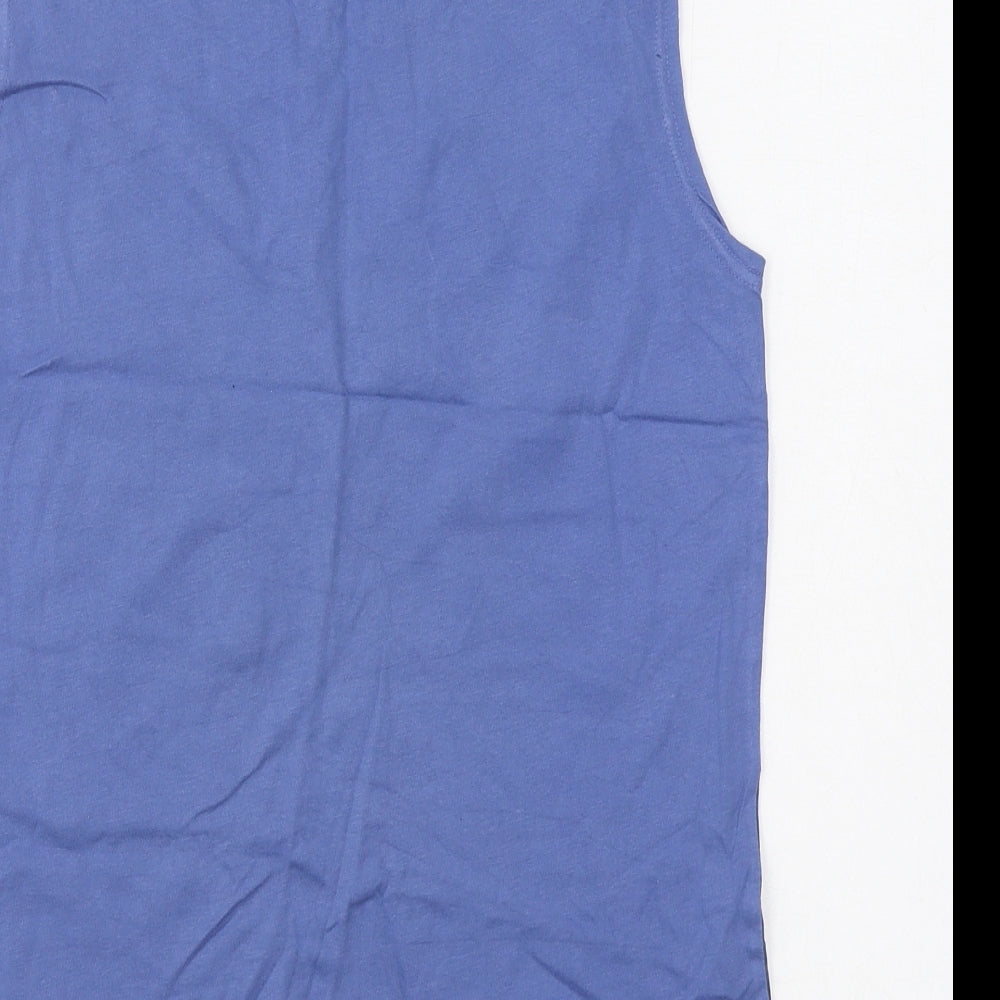 H&M Boys Blue  Cotton Basic Tank Size 13-14 Years Round Neck Pullover