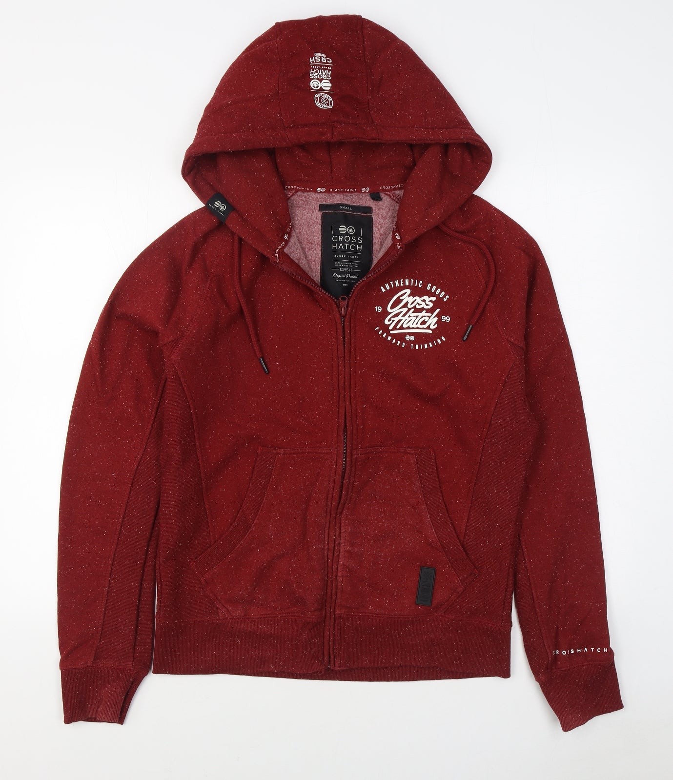Crosshatch Mens Red  Cotton Full Zip Hoodie Size S