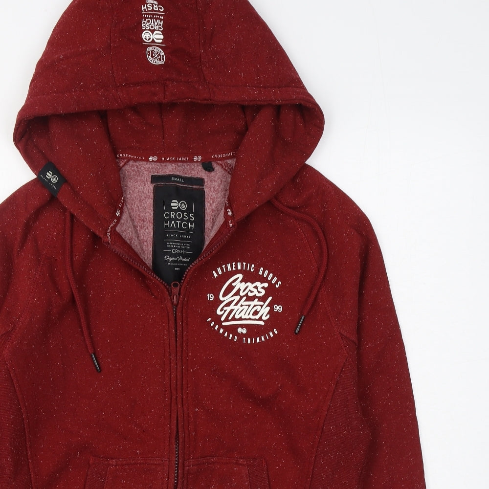 Crosshatch Mens Red  Cotton Full Zip Hoodie Size S