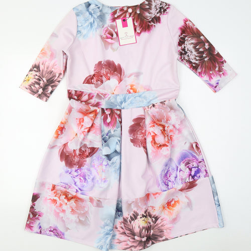 Want That Trend Womens Multicoloured Floral Polyester Skater Dress  Size 16  Square Neck Pullover