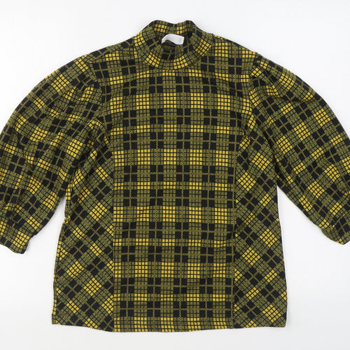 Savida Womens Yellow Plaid Polyester Pullover Sweatshirt Size M  Pullover