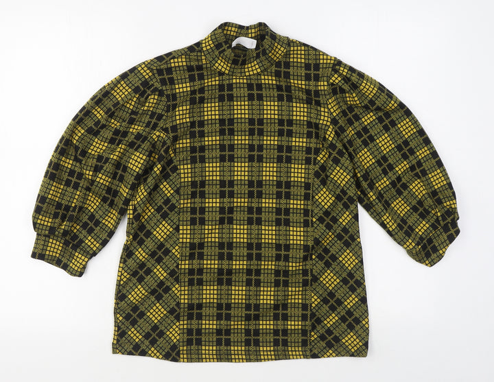 Savida Womens Yellow Plaid Polyester Pullover Sweatshirt Size M Pullover