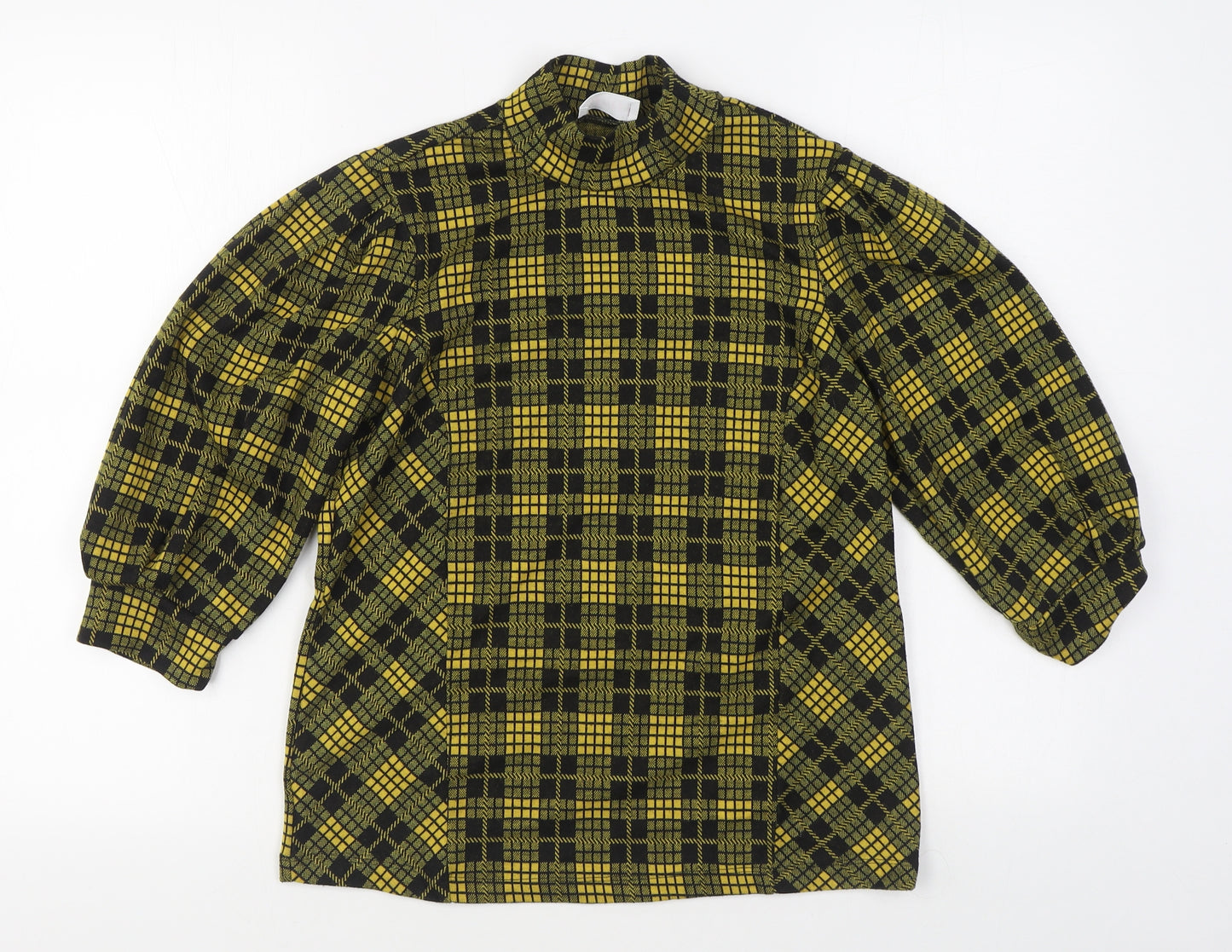 Savida Womens Yellow Plaid Polyester Pullover Sweatshirt Size M  Pullover