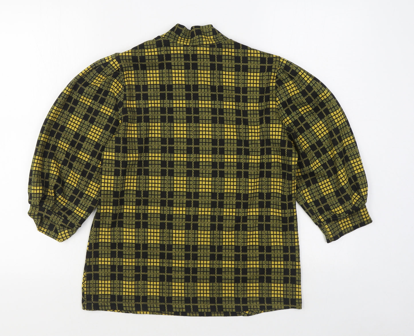 Savida Womens Yellow Plaid Polyester Pullover Sweatshirt Size M  Pullover