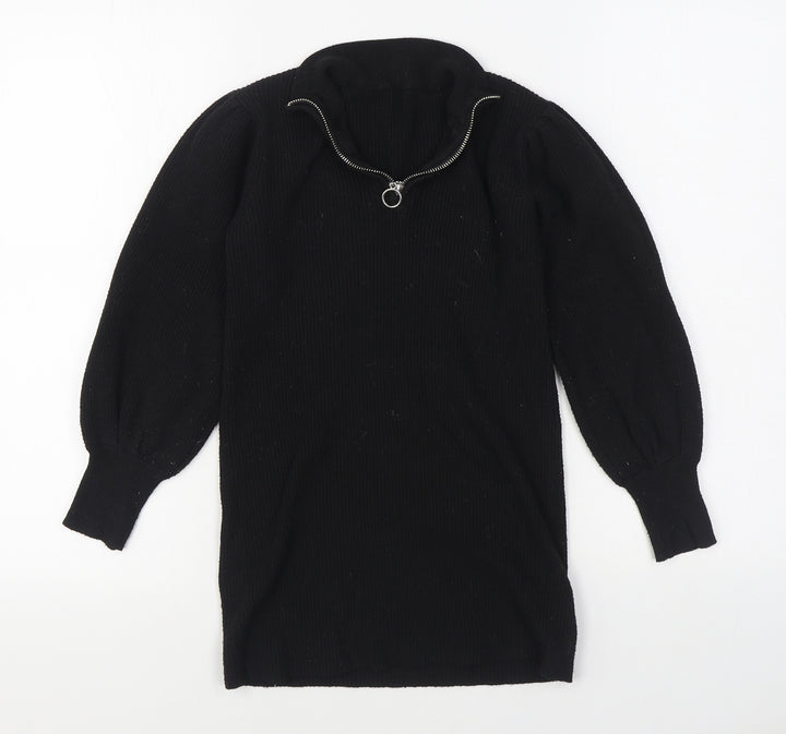 Dunnes Stores Girls Black V-Neck Polyester Pullover Jumper Size 10-11 Years Pullover