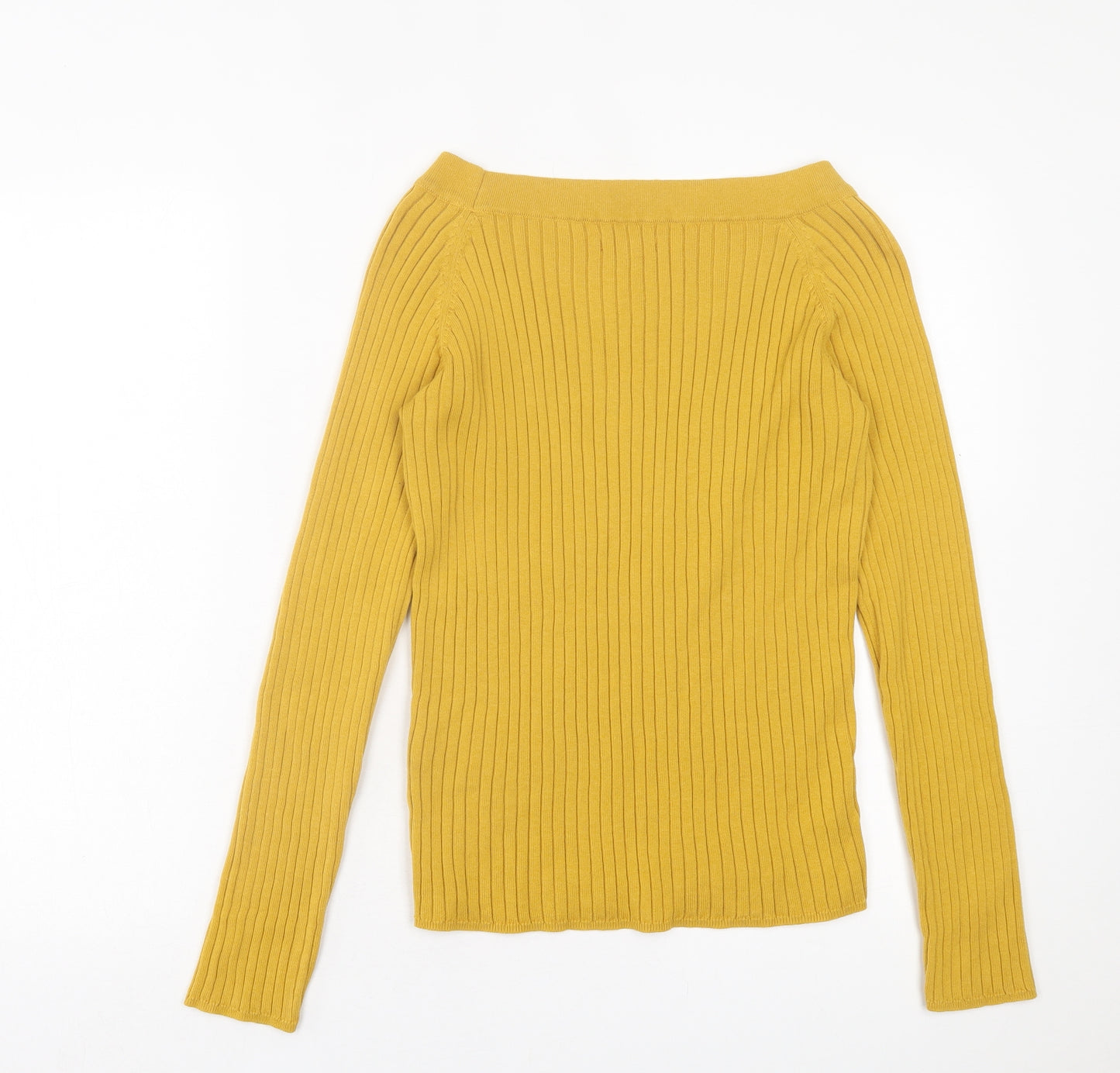 Joe Browns Womens Yellow Boat Neck  Cotton Pullover Jumper Size 14