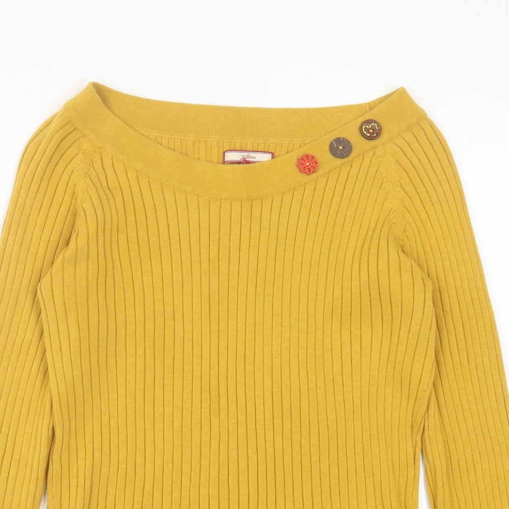 Joe Browns Womens Yellow Boat Neck  Cotton Pullover Jumper Size 14
