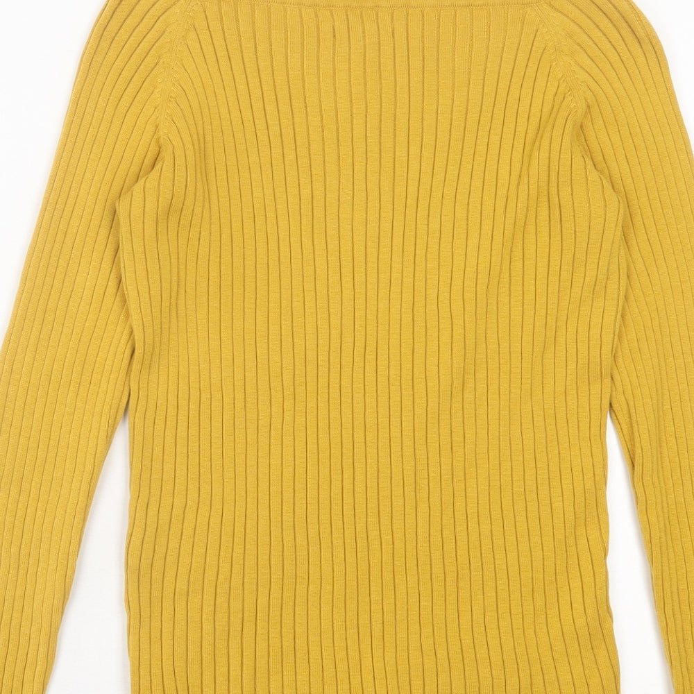 Joe Browns Womens Yellow Boat Neck  Cotton Pullover Jumper Size 14